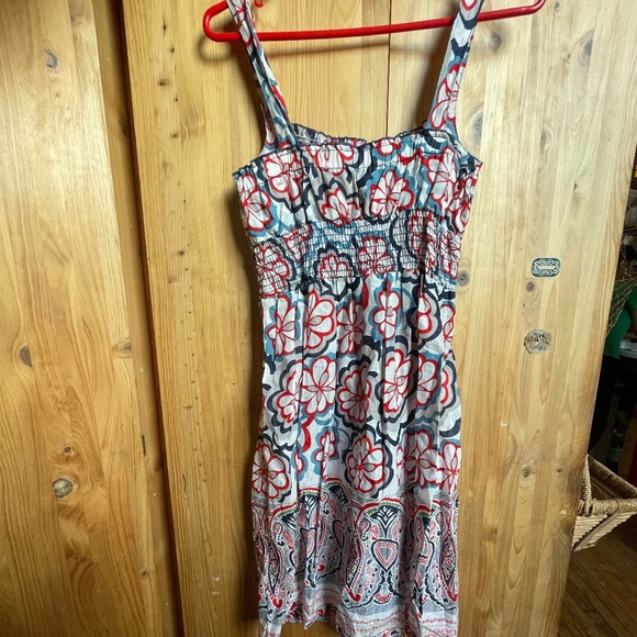MOSSIMO SUPPLY CO Sweet Smocked Plumeria Paisley Sundress Tank Dress July 4th M - Picture 2 of 10